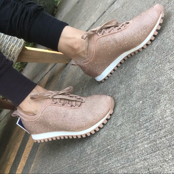 BCBG Trainers Gym Shoes Nude Crystals 7.5 8 NEW - Picture 1 of 7